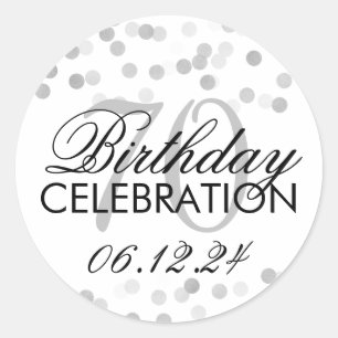 Elegant 70th Birthday Silver Foil Glitter Lights Classic Round Sticker