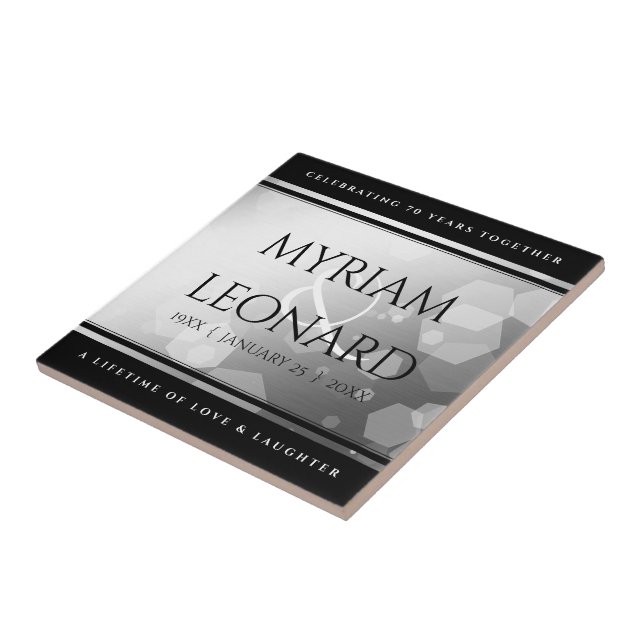 Elegant 70th Platinum Wedding Anniversary Ceramic Tile (Side)