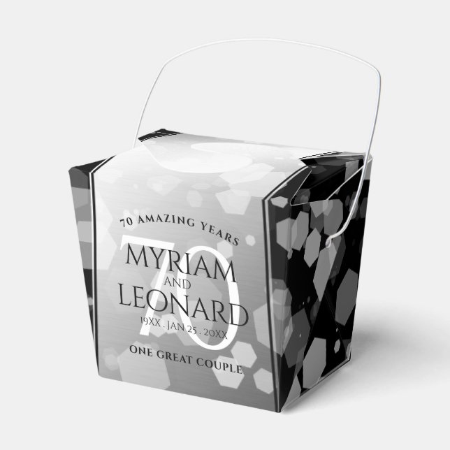 Elegant 70th Platinum Wedding Anniversary Favour Box (Front Side)