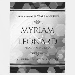 Elegant 70th Platinum Wedding Anniversary  Fleece Blanket