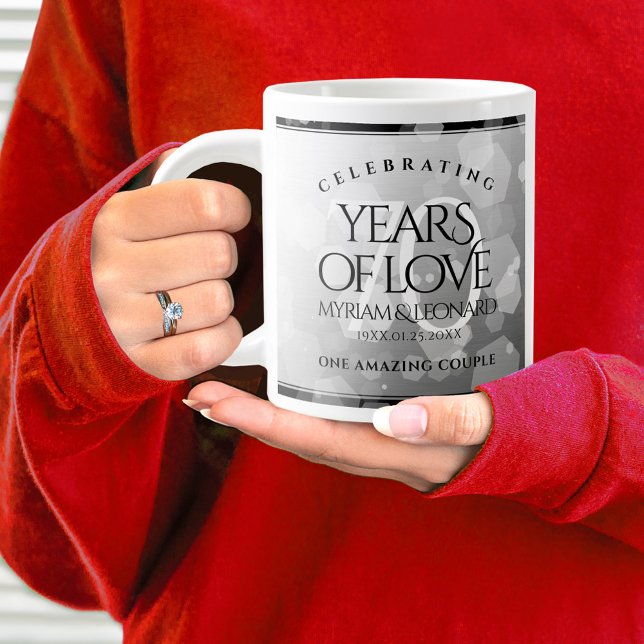 Elegant 70th Platinum Wedding Anniversary Large Coffee Mug (70th Wedding Anniversary Jumbo Coffee Mug Cover Photo.)