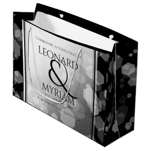 Elegant 70th Platinum Wedding Anniversary Large Gift Bag