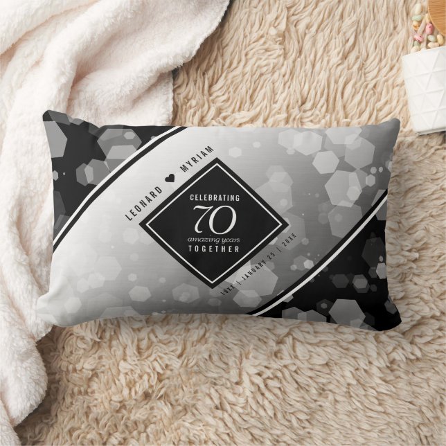 Elegant 70th Platinum Wedding Anniversary Lumbar Cushion (Blanket)