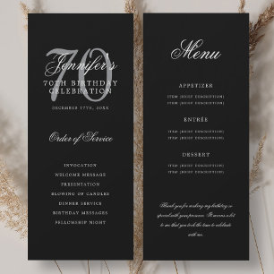 Elegant 70th Program Black Silver Menu+Thank You