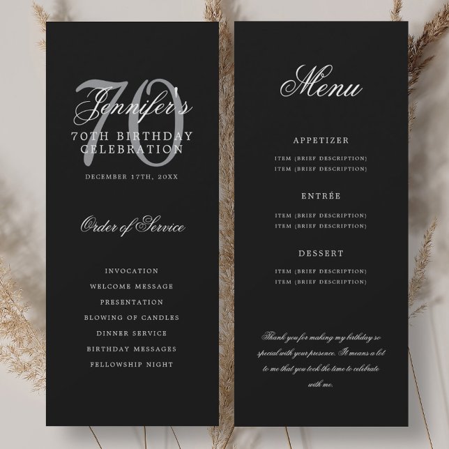 Elegant 70th Program Black Silver Menu+Thank You (Elegant 70th Program Black Silver Menu+Thank You)