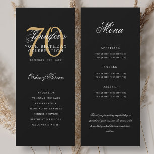 Elegant 70th Program Gold Black Menu+Thank You