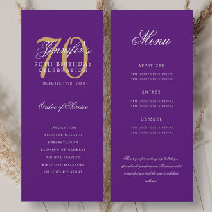 Elegant 70th Program Gold Purple Menu+Thank You
