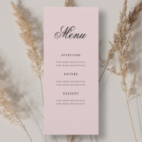 Elegant 70th Seventy Birthday Party Menu Blush
