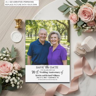 Elegant 70th Wedding Anniversary Photo Save The Date