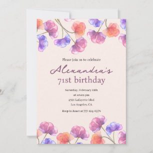 Elegant 71st birthday invitations Boho Floral Chic