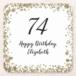 Elegant 74th Birthday Coasters With Gold Sequins