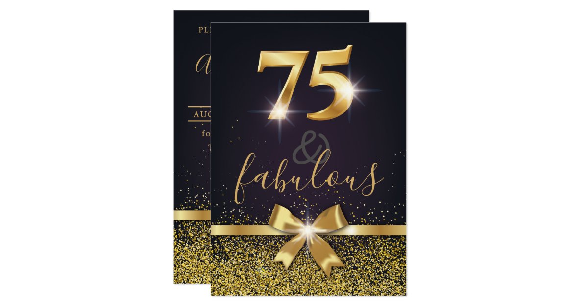 Elegant 75 & Fabulous Gold Glitter 75th Birthday Invitation | Zazzle.com.au