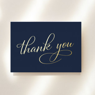 Elegant 75th Birthday Blue Foil Thank You Card