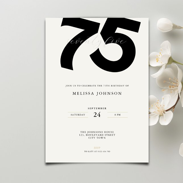 Elegant 75th Birthday Invitation - Minimal Style (Creator Uploaded)