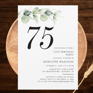 Elegant 75th Birthday Party Invitation