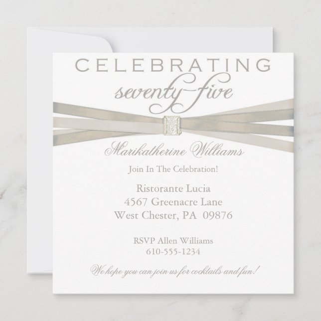 Elegant 75th Birthday Party Invitations (Front)