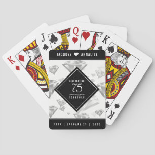 Elegant 75th Diamond Wedding Anniversary Playing Cards