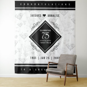 Elegant 75th Diamond Wedding Anniversary Tapestry