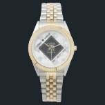 Elegant 75th Diamond Wedding Anniversary Watch<br><div class="desc">Celebrate the 75th diamond wedding anniversary and a love that stands the test of time with this stylish watch! Elegant black and white lettering with stylised diamond confetti on a white background add a memorable touch for this special occasion and extraordinary milestone. Customise with couple's names and dates of marriage....</div>