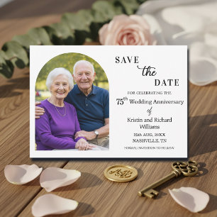 Elegant 75th Wedding Anniversary Photo Save The Date