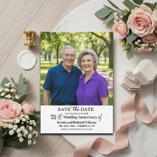 Elegant 75th Wedding Anniversary Photo Save The Date