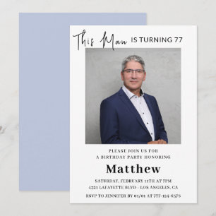 Elegant 77th birthday invitations Men Photo