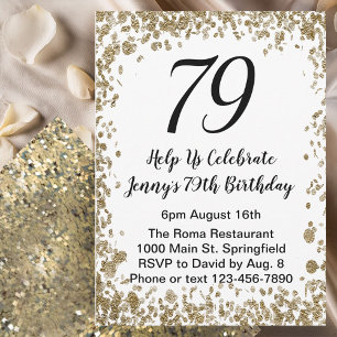 Elegant 79th Birthday Invitation in black and gold
