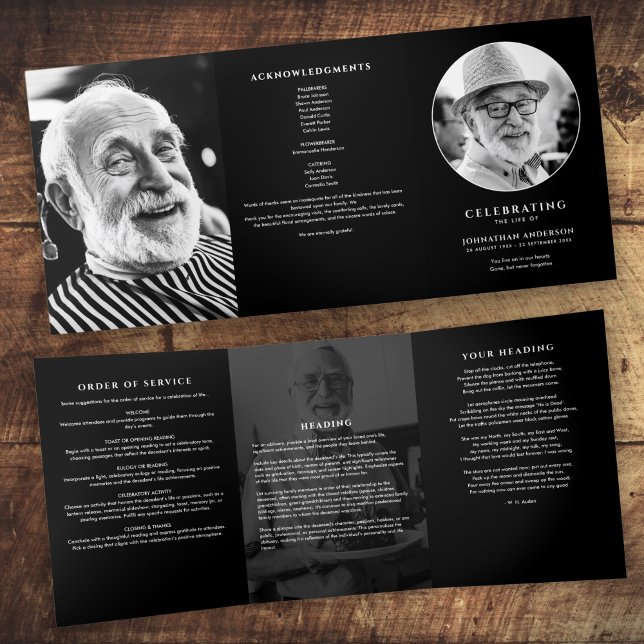 Elegant 7-Photo Funeral/Memorial Tri-Fold Programme (Creator Uploaded)