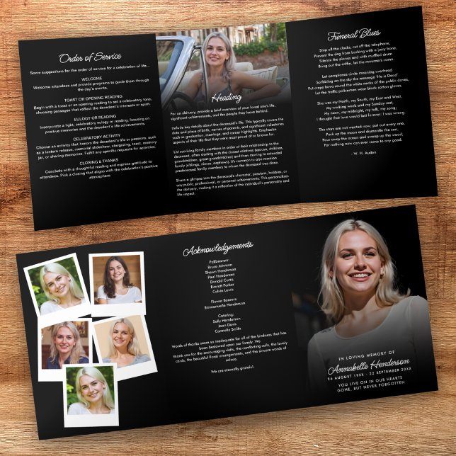 Elegant 7-Photo Funeral/Memorial Tri-Fold Programme (Creator Uploaded)