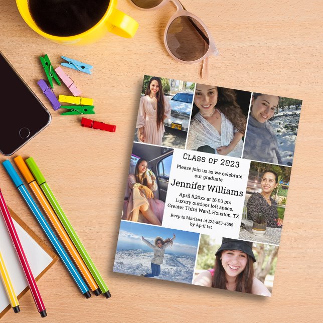 elegant 7 photos collage graduation invitation  (Creator Uploaded)