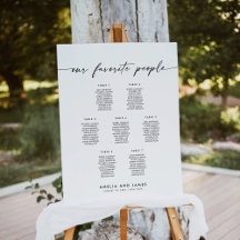Elegant 7 Tables Favourite People Seating Chart