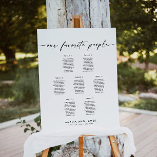 Elegant 7 Tables Favourite People Seating Chart