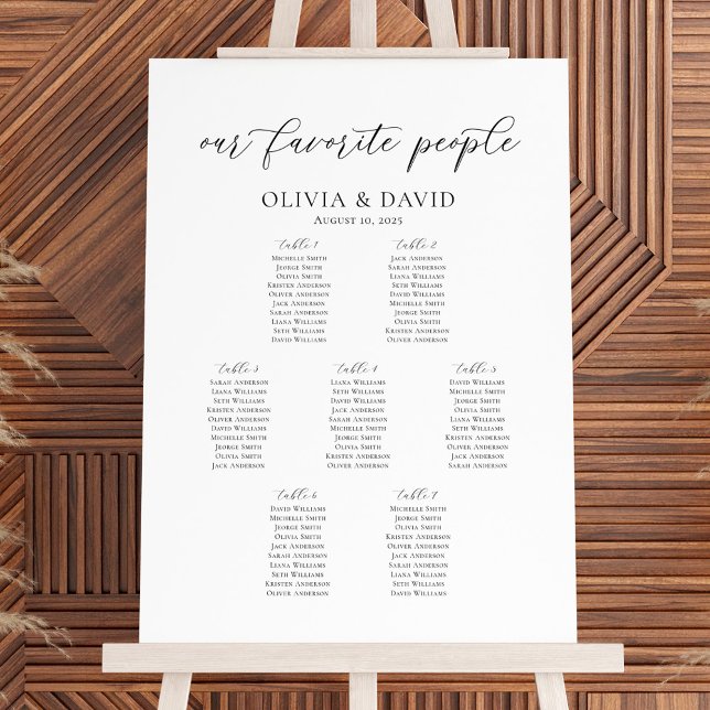 Elegant 7 Tables Our Favourite People Seating Char Poster (Creator Uploaded)