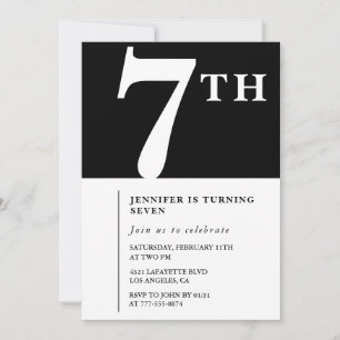 Elegant 7th birthday invitation Black Chic Girl
