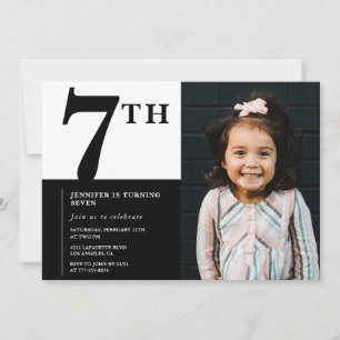 Elegant 7th birthday invitation Girl Chic Photo