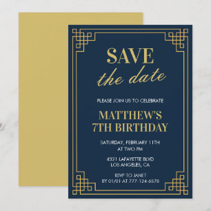 Elegant 7th birthday invitations Men Save the date