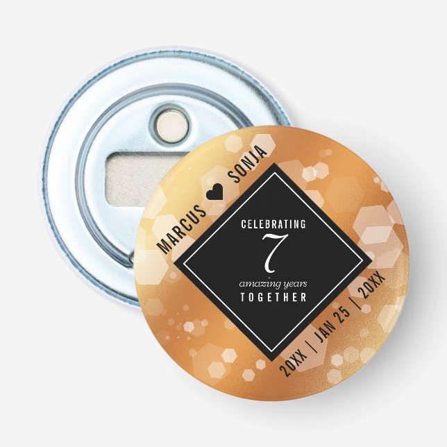 Elegant 7th Copper Wedding Anniversary Bottle Opener (Front)