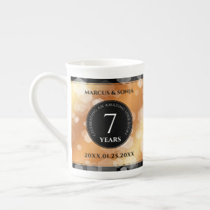 Elegant 7th Copper Wedding Anniversary Celebration Bone China Mug