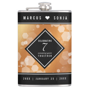 Elegant 7th Copper Wedding Anniversary Celebration Hip Flask