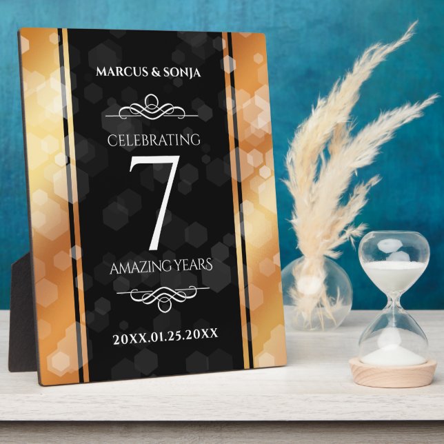 Elegant 7th Copper Wedding Anniversary Celebration Plaque (Side)