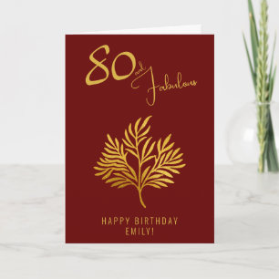 Elegant 80 and Fabulous Gold Twigs 80th Birthday  Card