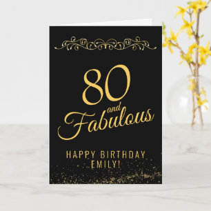 Elegant 80 and Fabulous Ornament 80th Birthday Card