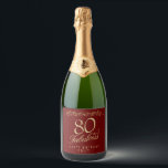 Elegant 80 and Fabulous Ornament 80th Birthday Sparkling Wine Label<br><div class="desc">Elegant 80 and Fabulous Ornament 80th Birthday Sparkling Wine Label. 80 and fabulous text in trendy golden script and an elegant ornament on a red background. Personalise it with your name and your age,  and make personalised elegant wine labels for a birthday party.</div>
