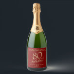 Elegant 80 and Fabulous Ornament 80th Birthday Sparkling Wine Label<br><div class="desc">Elegant 80 and Fabulous Ornament 80th Birthday Sparkling Wine Label. 80 and fabulous text in trendy golden script and an elegant ornament on red background. Personalise it with your name and your age,  and make personalised elegant wine labels for a birthday party.</div>