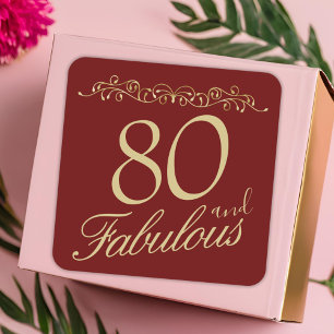 Elegant 80 and Fabulous Ornament 80th Birthday Square Sticker