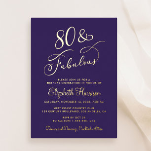 Elegant 80 And Fabulous Purple 80th Birthday Party