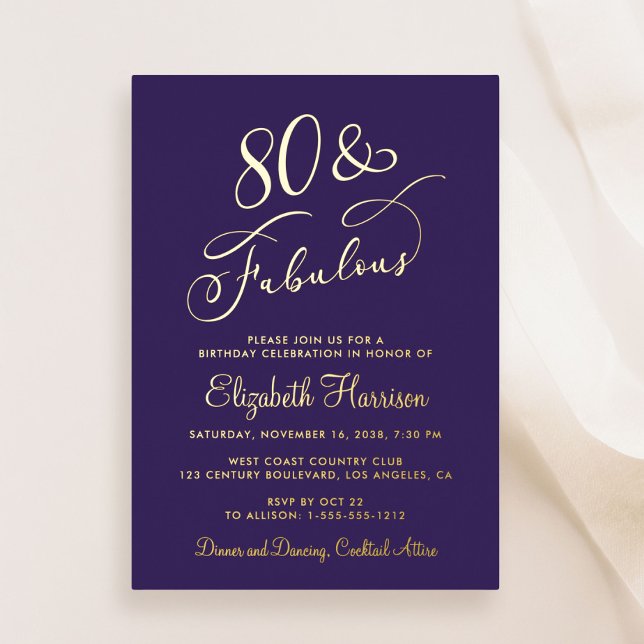 Elegant 80 And Fabulous Purple 80th Birthday Party (Creator Uploaded)