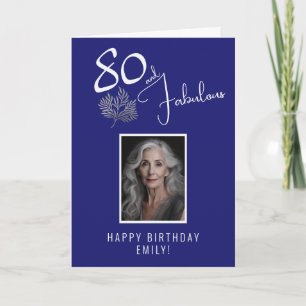 Elegant 80 and Fabulous Twigs 80th Birthday Photo Card