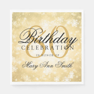 Elegant 80th Birthday Gold Winter Wonderland Napkin
