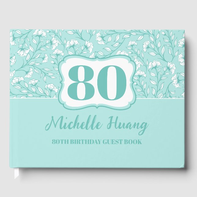 Elegant 80th Birthday Guest Book (Front)